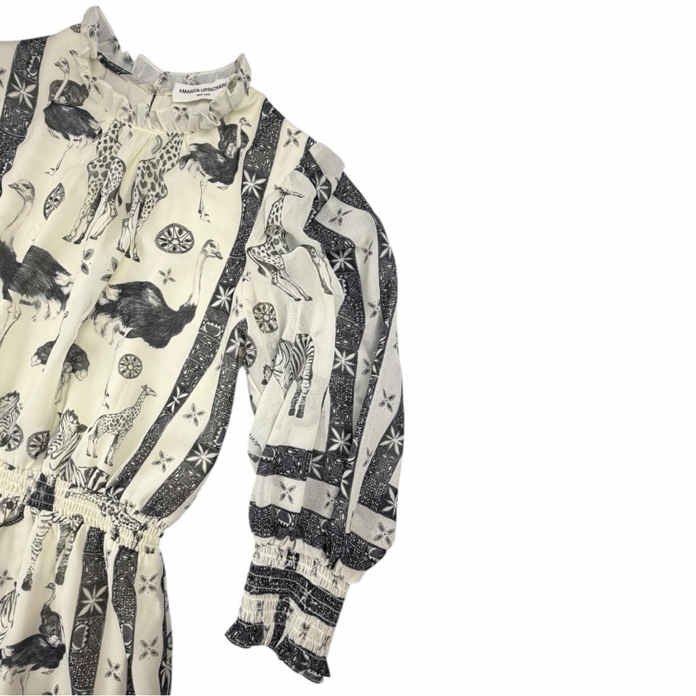 Amanda Uprichard Women's Vista Zoo Print Mini Dress Black & White Size P/XS - Picture 6 of 11